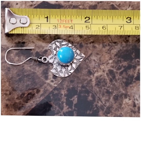 Genuine Sleeping BeautyTurquoise Heart Earrings 2
